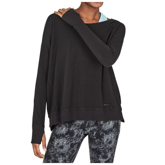 Sweaty Betty Women's Black Pullover Sweater Size XL Side Slit A000242 - Picture 1 of 7